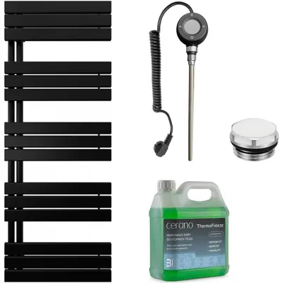 Obrázok produktu pre CERANO – Sada elektrických kúpeľňových radiátorov Theo – L/P – WIFI – 900 W – matná čierna – 1600 × 500 mm