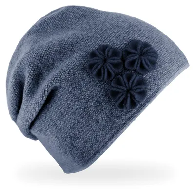 Produktbild von Fiebig Strickmütze Beanie für Damen meliert mit Raffung hinten, blau, Gr. Einheitsgröße