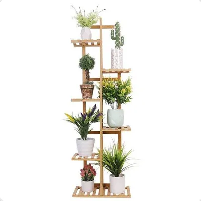 Obrázok produktu pre Drevený stojan na kvety, 7 políc, 40 x 20 x 122 cm, do interiéru aj exteriéru