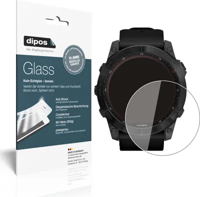 Produktbild von 1x Schutzfolie für Garmin Fenix 7 (47 mm) - Anti-Shock 9H Folie dipos Glass Kunststoffglas