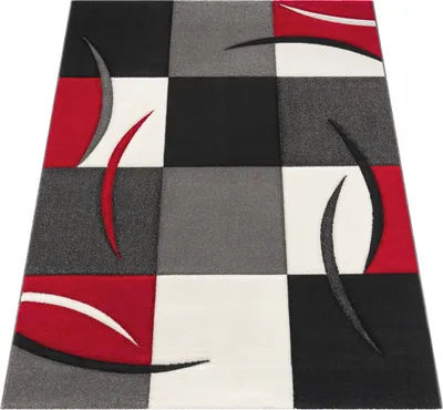 Produktbild von Wohnzimmer Teppich In Versch. Farben und Größen Karo Muster Streifen 3-D Design Kurzflor Grösse 60x110 cm
