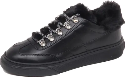 Produktbild von F6362 sneaker donna schwarz HOGAN H365 Leder/Eco Pelz Innenschuh Frau