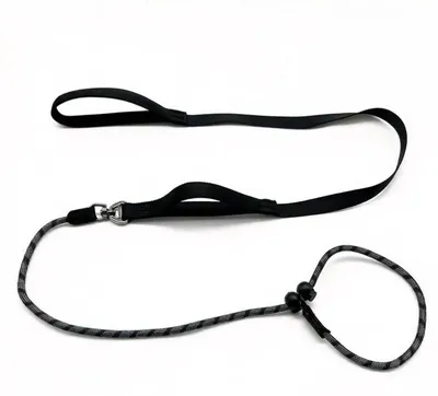 Immagine prodotto di Guinzaglio per cani con manico imbottito, 180 cm, in nylon riflettente, colore nero, taglia M
