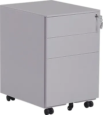 Produktbild von BELIANI Aktenschrank Hellgrau Metall auf Rollen mit 3 Schubladen abschließbar Multifunktional Wohnzimmer Büro Arbeitszimmer Schlafzimmer Diele