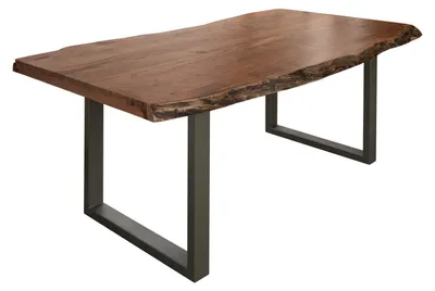 Immagine prodotto di MASSIVMOEBEL24 | FREEFORM 5 Tavolo da pranzo in legno di acacia - laccato natur / gambe in ferro - argento mat 200x100x77