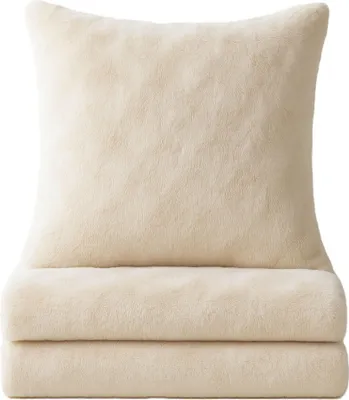 Produktbild von Winter Bettwäsche Bubble Optik Uni Wende Teddy Plüsch Nicki Kuschelig Flauschig Warme Weiche  Flanell Cashmere Touch, Größe:155x220 cm, Farbe:Beige