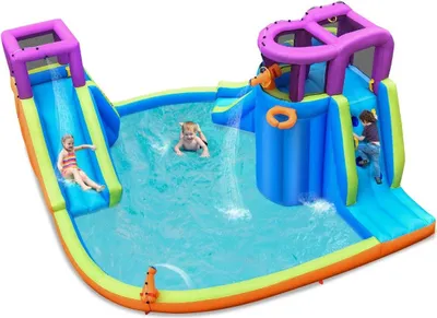 Zdjęcie produktu dla Nadmuchiwany park wodny ze zjeżdżalnią, ścianką wspinaczkową i zraszaczami
