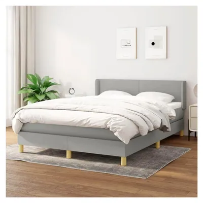 Produktbild von Lattenrost mit Matratze, hellgrau, 140 x 200 cm, Stoff, Plattformbett, mit Lattenhalter, einfache Montage für Schlafzimmer, Erwachsene