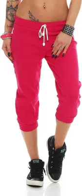 Produktbild von Damen Jogginghose 3/4 Capri Sport-Hose Baumwolle; Pink L/40