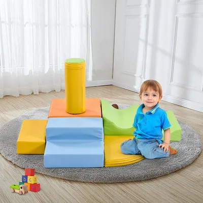 Produktbild von Zimilo 6-tlg. Riesen Softbausteine für Kinder, Kletter- & Rutschset, Motorikspielzeug, Bunte Schaumstoff Bausteine, zum Krabbeln und Toben