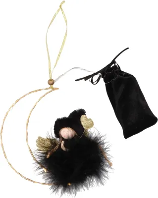 Produktbild von LED hängender Engel MOONY 16 cm, schwarz