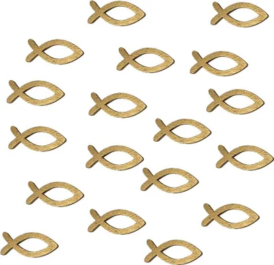 Produktbild von Oblique Unique 18 Holz Fische Streudeko Taufe Kommunion Konfirmation - Echtholz gold