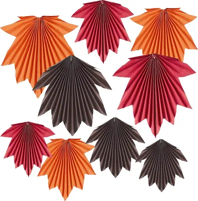 Produktbild von 9 Stück Papierfächer mit Ahornblättern für Herbstpartys, rustikale hängende Papierfächer-Dekoration für Herbst, Erntedankfest, Geburtstag, Babyparty, Hochzeitsdeko