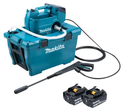 Obrázek produktu pro Makita DHW 080 F2K Akumulátorový vysokotlaký čistič 36 V ( 2x 18 V ) 80 bar 380 l/h Bezkartáčový + 2x akumulátor 3,0 Ah - bez nabíječky