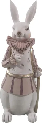 Produktbild von Clayre & Eef Figur Kaninchen 11x10x27 cm Weiß Rosa Polyresin