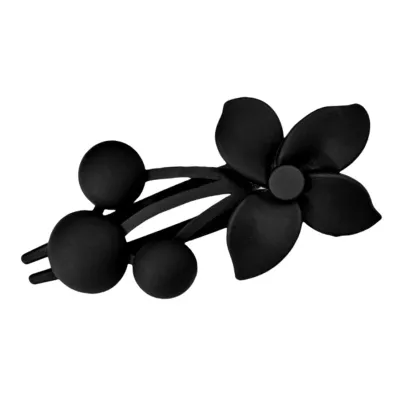 Produktbild von Haarklammer mit mattierter Textur, Blumendekor, dicke, dünne Haarspange, rutschfeste, matte Oberfläche, große Haarklammer für den Hinterkopf, Haar-Accessoires, Schwarz