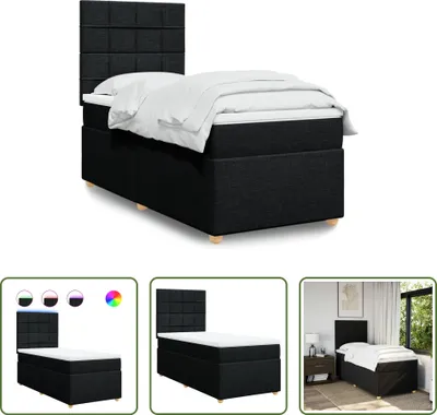 Produktbild von The Living Store Boxspringbett mit Matratze Schwarz 90x200 cm Stoff