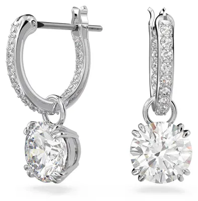 Produktbild von SWAROVSKI Damen Drop-Ohrhänger Rundschliff Weiß Rhodinier STILLA 5636717