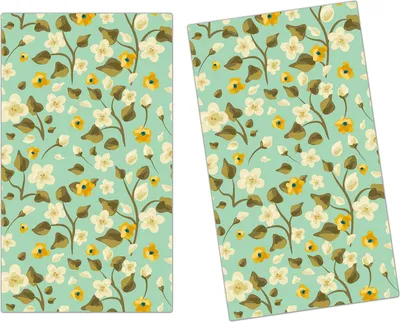 Produktbild von Spritzschutz Herdabdeckplatte Schneidebrett aus Glas Florales Muster 2-Teilig (60x52cm)
