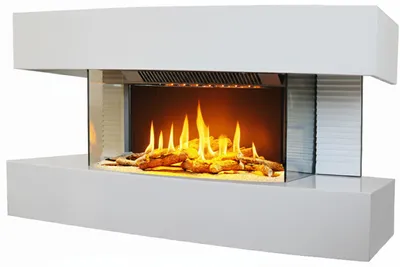 Image de CHEMIN'ARTE - Cheminée électrique Murale Lounge Médium Blanche 82 cm Effet Flammes LED, Chauffage programmable, Télécommande