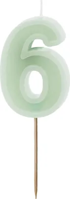 Produktbild von Geburtstagskerze Zahl 6, grün, 6 cm
