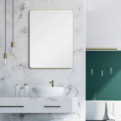 Obrázok produktu pre Dekoratívne zrkadlo Talos Picasso Design zrkadlo zlaté 60x80 cm - s vysokokvalitným hliníkovým rámom pre nad?asovú atmosféru - Ideálne zrkadlo do kúpe?ne a na stenu