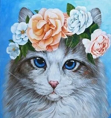 Produktbild von 40x30 cm Diamanten Malerei Zum Selbermachen DIY Diamond Painting Katze