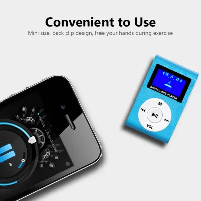 Image de Mini lecteur MP3 portable Lecteur MP3 à clip en métal avec écran LCD Support de la carte TF Large application Argent