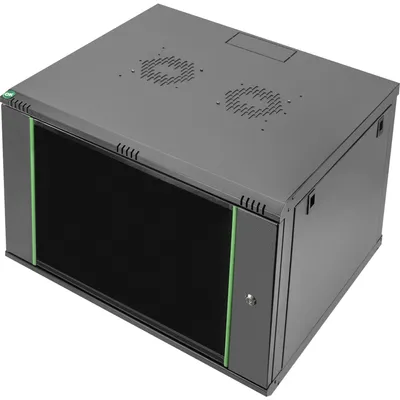 Produktbild von Digitus Wandgehäuse Dynamic Basic Serie - 600x600 mm (BxT), Wandmontiertes Regal, 9U, 60 kg, Sperrschloss, 26 kg, Schwarz