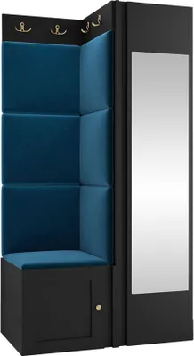 Produktbild von MIRJAN24 Garderoben-Set Orion Ramiro XXVI, Kleiderschrank, Schuhschrank, Kleiderhakenbrett, 7x Paneel 42x42, Spiegel, 6 Kleiderhaken, Metallgriffe (Farbe: Schwarz, Manila 26)