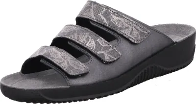 Produktbild von Rohde Damen Pantolette drei Riemen Metallic Druck Klettverschluss Soltau-40 1930, Größe:40 EU, Farbe:Grau