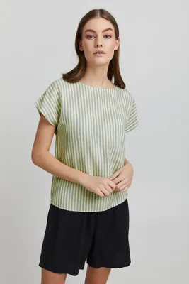 Produktbild von OXMO OXArnora Damen Bluse aus Leinenmix Blusenkleid