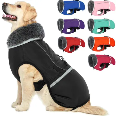 Produktbild von Warmer Hundemantel, reflektierend, wasserdicht, Winddicht, Hundejacke mit Rollkr