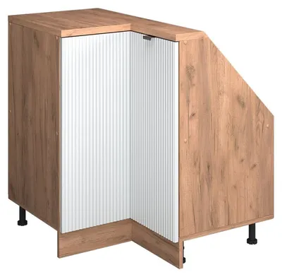 Produktbild von Eck-Küchenschrank für Dachschrägen Vicco R-Line Weiß Riffel 75.6 cm mit 1 Tür, Model 60620