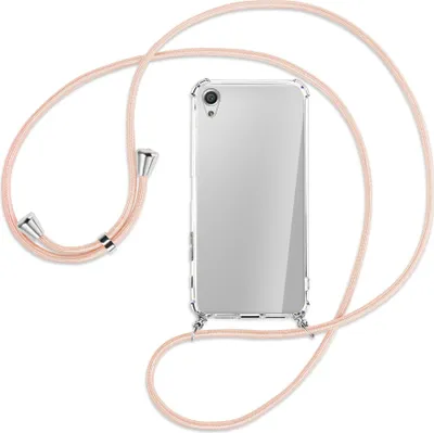 Produktbild von Handykette Backcover-Schutzhülle mit Band (Metall silberfarben) für Sony Xperia X Performance - rose peach