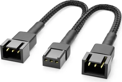 Produktbild von deleyCON 15cm 3-Pin Lüfter Y-Kabel Nylon - Robustes Adapterkabel für effiziente PC-Kühlung - 2 Lüfter an einem Anschluss - Schwarz