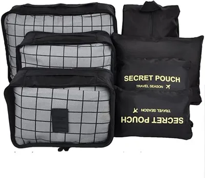 Produktbild von Organizer-Reiseset für den Koffer – 7-teilig, Schwarz