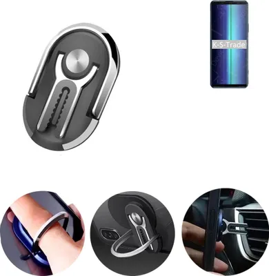 Produktbild von K-S-Trade 3in1 Smartphone-Ring Handy-Ring kompatibel mit Oukitel WP10 Fingerhalterung  Handyring Tischständer Lüftungsgitter-Halterung Tisch