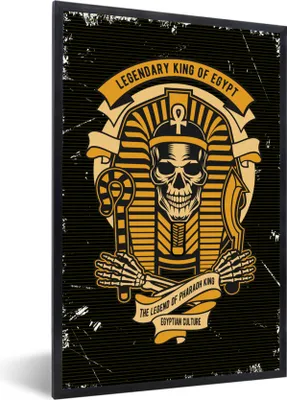 Produktbild von MuchoWow® MuchoWow® Gerahmtes Poster Pharao - Ägypten - Skelett - Retro 60x90 cm - Poster mit zchwarzem Bilderrahmen - Kunst