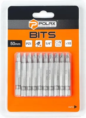 Zdjęcie produktu dla Zestaw bitów 50mm PZ1 1/4" 6150CRV (10 szt) Polax