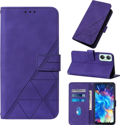 Produktbild von Infinix Hot 20 5G Hülle, Schlank Prägung Flip Leder Kartenfächer Schutzhülle mit Ständer für Infinix Hot 20 5G Lila