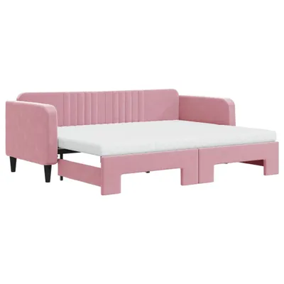 Image de vidaXL Lit de jour extensible avec matelas rose 80x200 cm velours