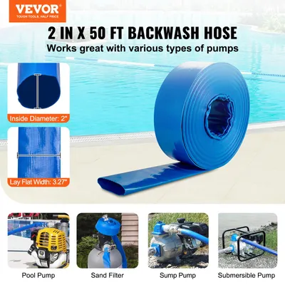 Produktbild von VEVOR Pool-Abflussschlauch, 2 Zoll Durchmesser, 50 Fuß lang,Aluminiumverbinder