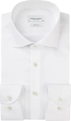 Produktbild von Profuomo weiß Two-Ply-Köperhemd Regular Fit weiter Kragen