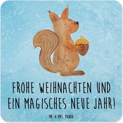 Produktbild von Mr. & Mrs. Panda Tischuntersetzer Eichhörnchen Weihnachten 15er Set - Eisblau - Geschenk, Vogel, Untersetzer für Gläser, Glas-Untersetzer, Flaschenuntersetzer, Frohe