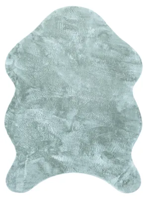 Produktbild von Teppich Wohnzimmer Kurzflor Modernes Kunstfell Fellform Weich Einfarbig Rutschfest Grösse 60x90 cm Fell-form