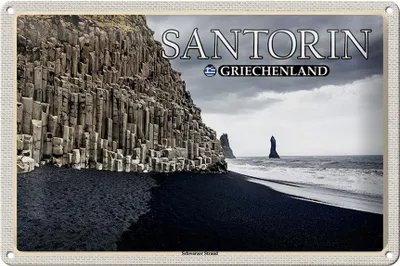 Produktbild von Blechschild Reise 30x20cm Santorin Griechenland Schwarzer Strand