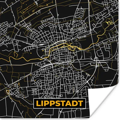 Produktbild von MuchoWow® Poster Schwarz und Gold - Stadtplan - Lippstadt - Deutschland - Karte 75x75 cm - Wand Dekoration