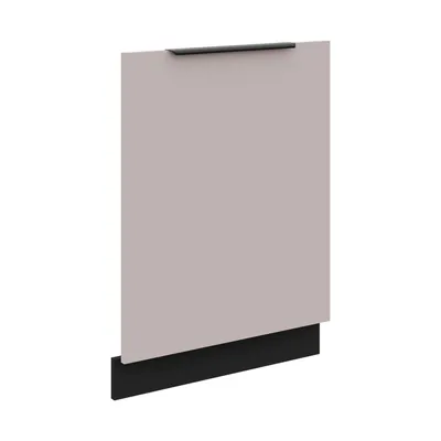 A single dishwasher front panel with a handle and a black base, isolated on a white background.