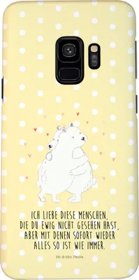 Produktbild von Mr. & Mrs. Panda Samsung Galaxy S9 Handyhülle Eisbär Umarmen - Gelb Pastell - Geschenk, Handy Schutzhülle, Smartphone Hülle, Lustige Sprüche, Cover, Case